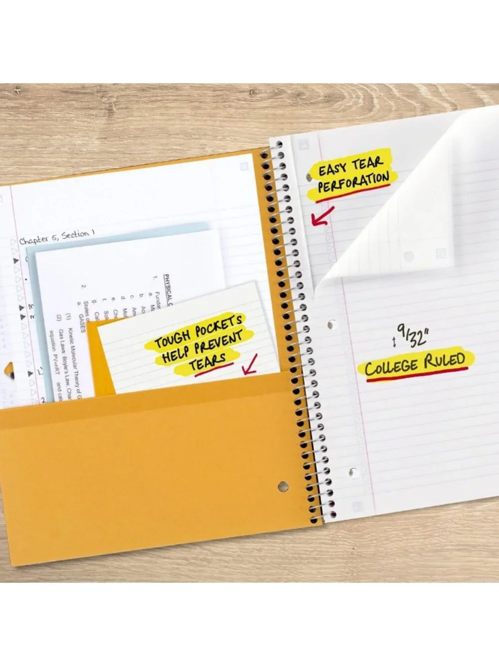 Spiral Notebook Set + Study App, 1 Subject, College Ruled, 100 Sheets, Assorted